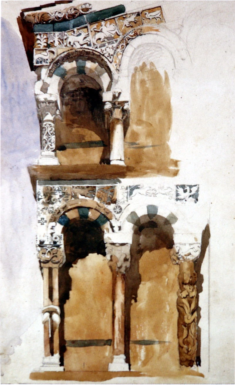 Parte della facciata, San Michele, Lucca, 1845